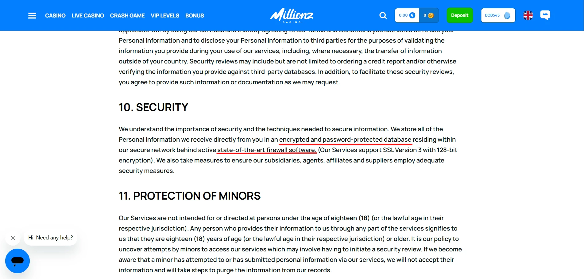 Millionz Casino Security