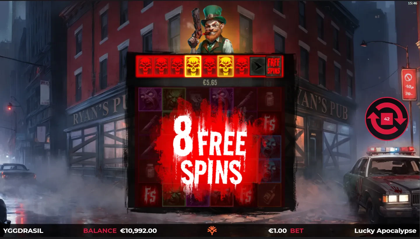 écran de gain de free spins