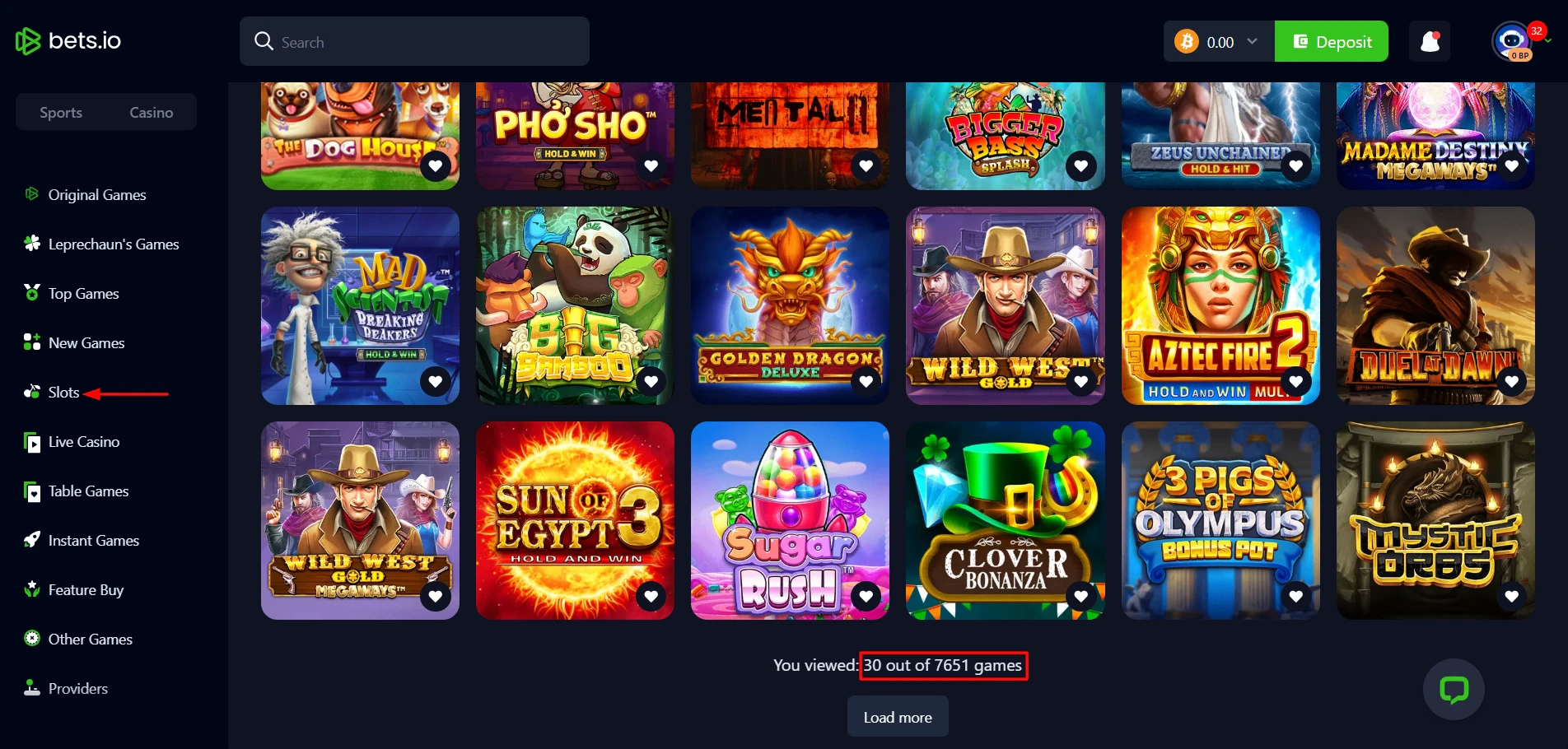 Bets.io Casino Slots