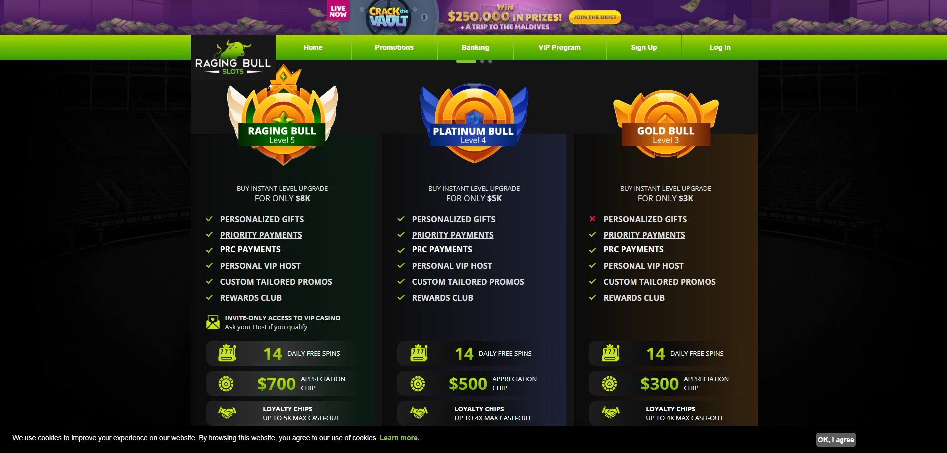 Raging Bull Slots VIP Program