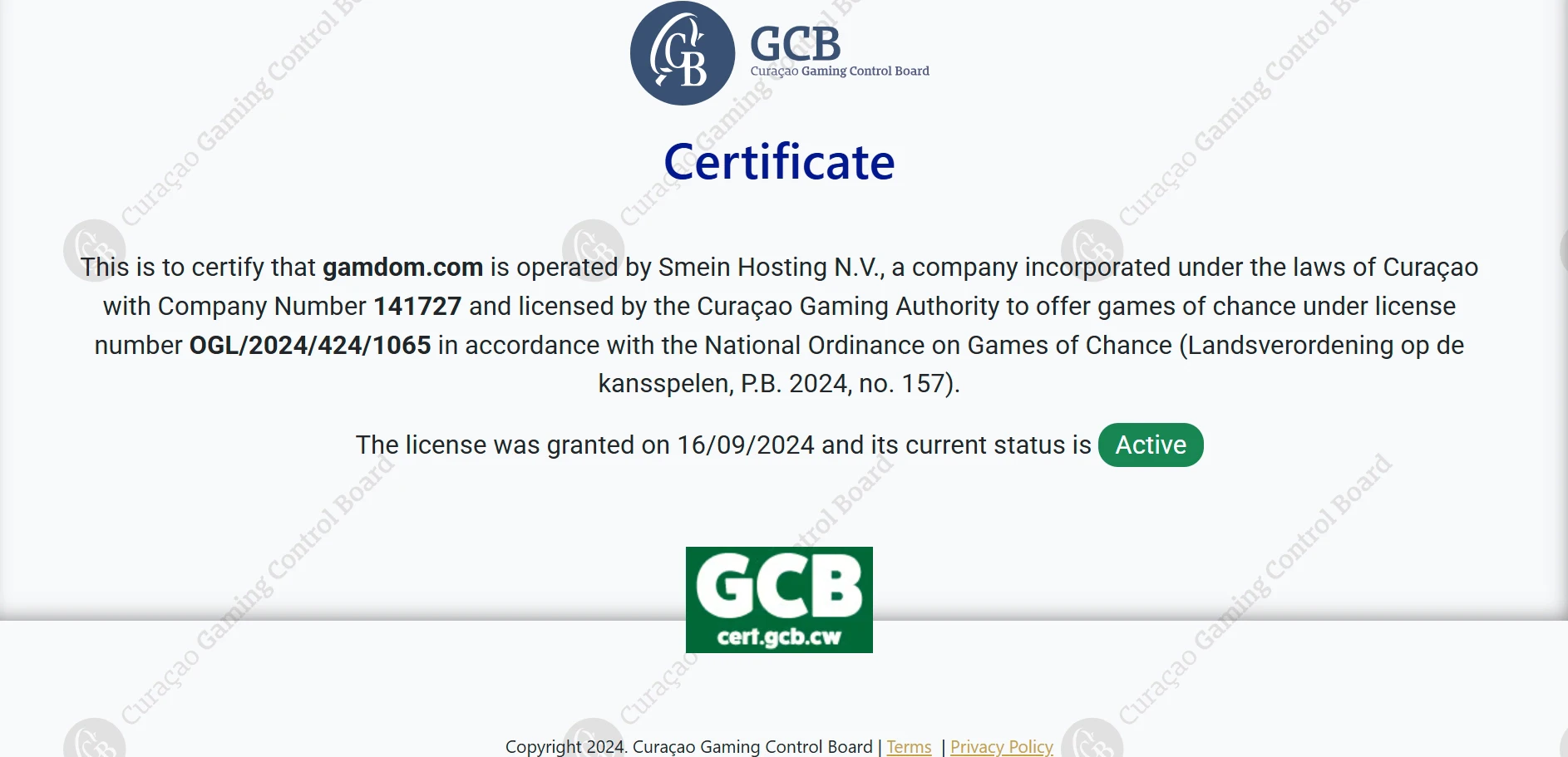 Curacao eGaming License