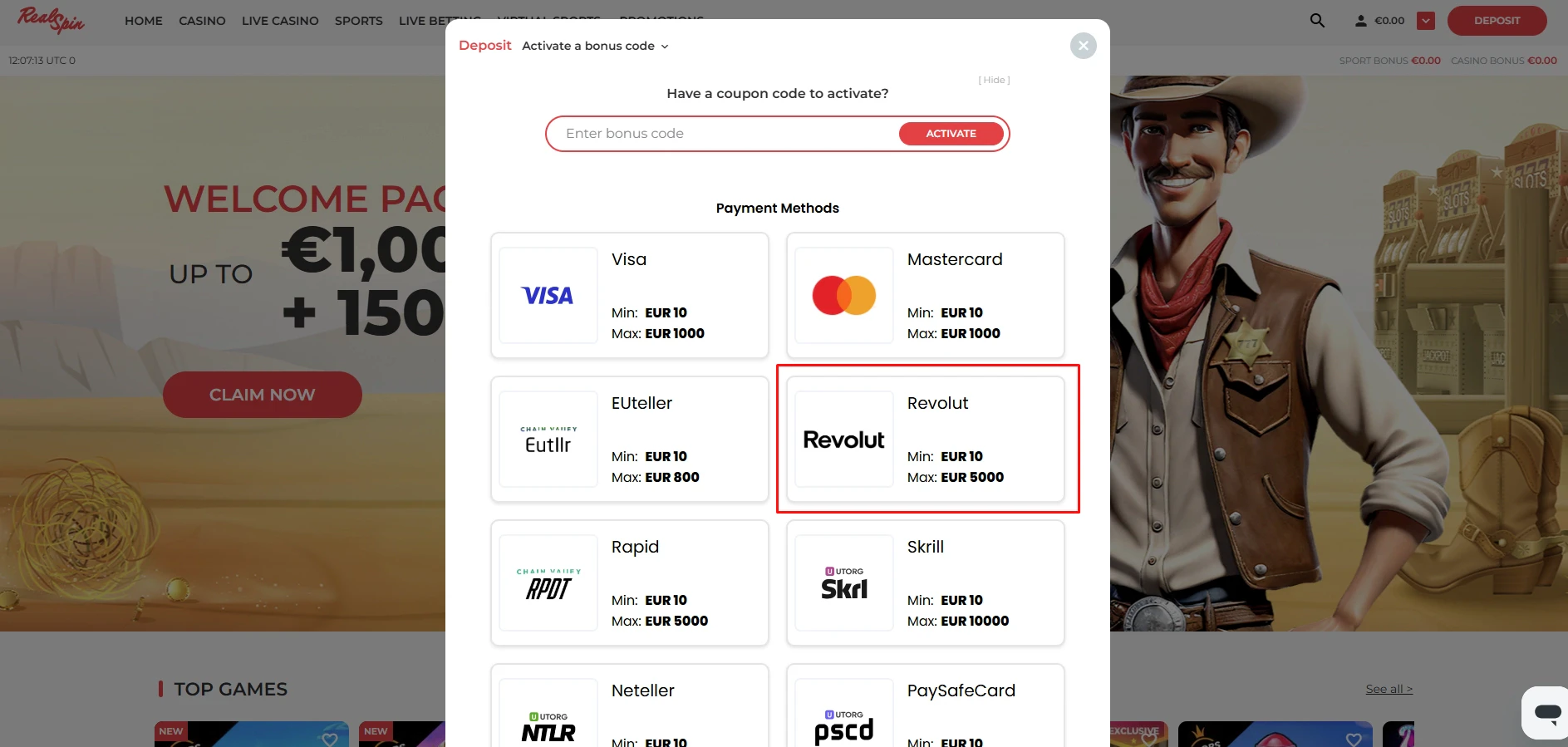 RealSpin Casino Revolut