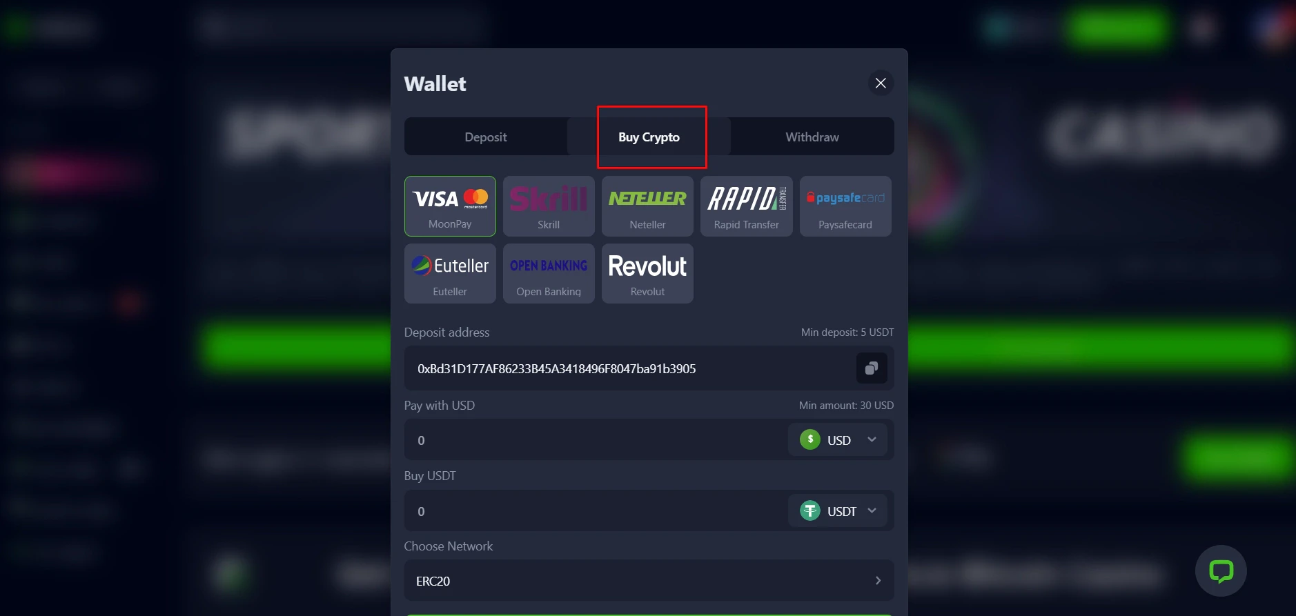 Bets.io Casino Buy Crypto