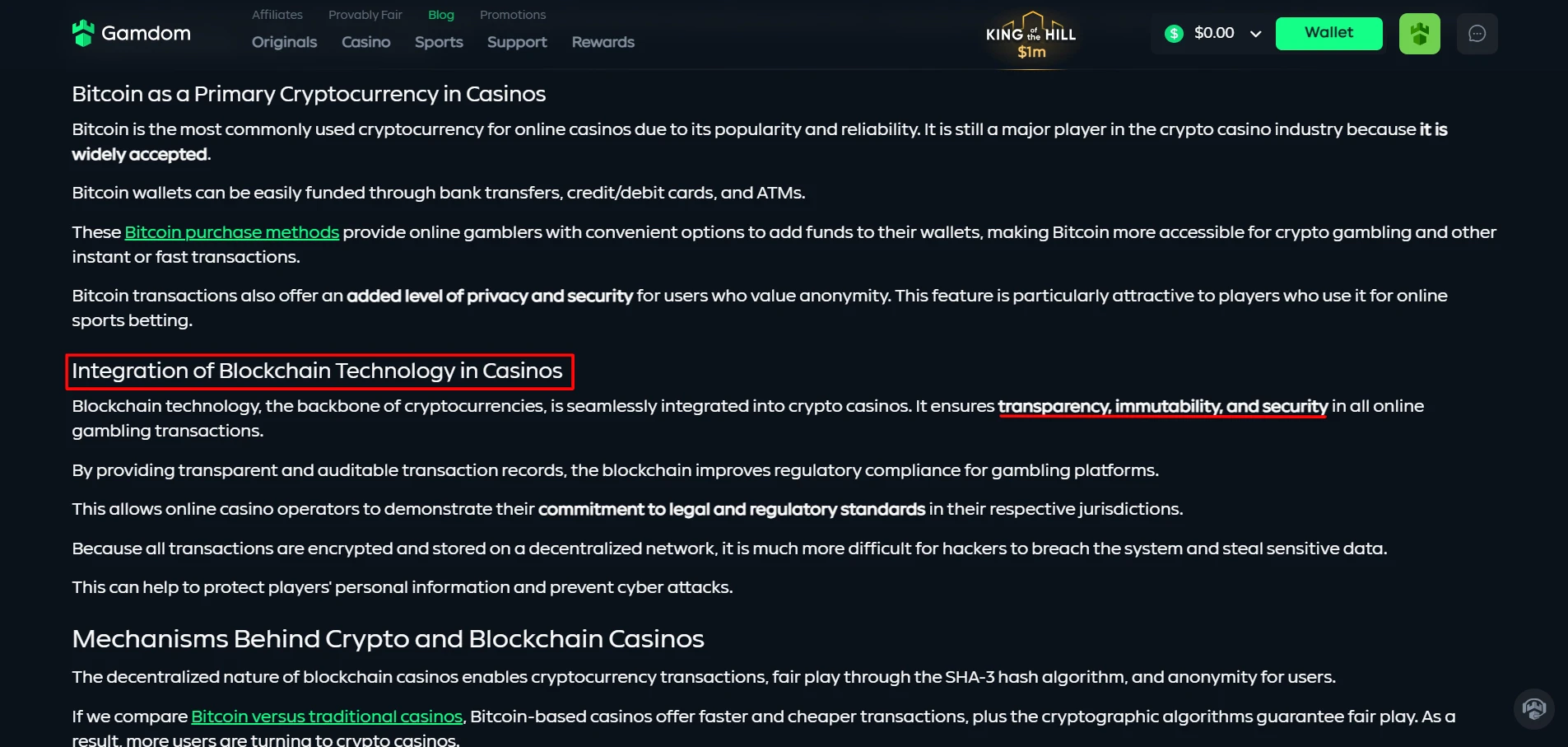 Gamdom Casino Blockchain Security
