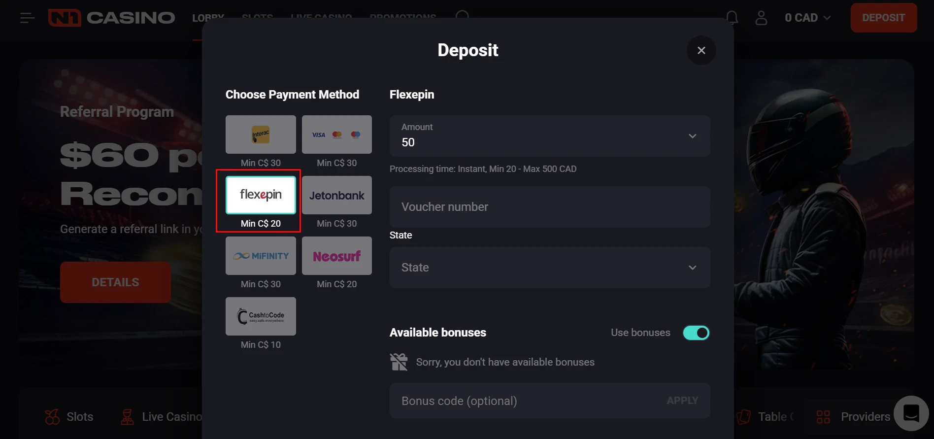 N1 Casino Flexepin