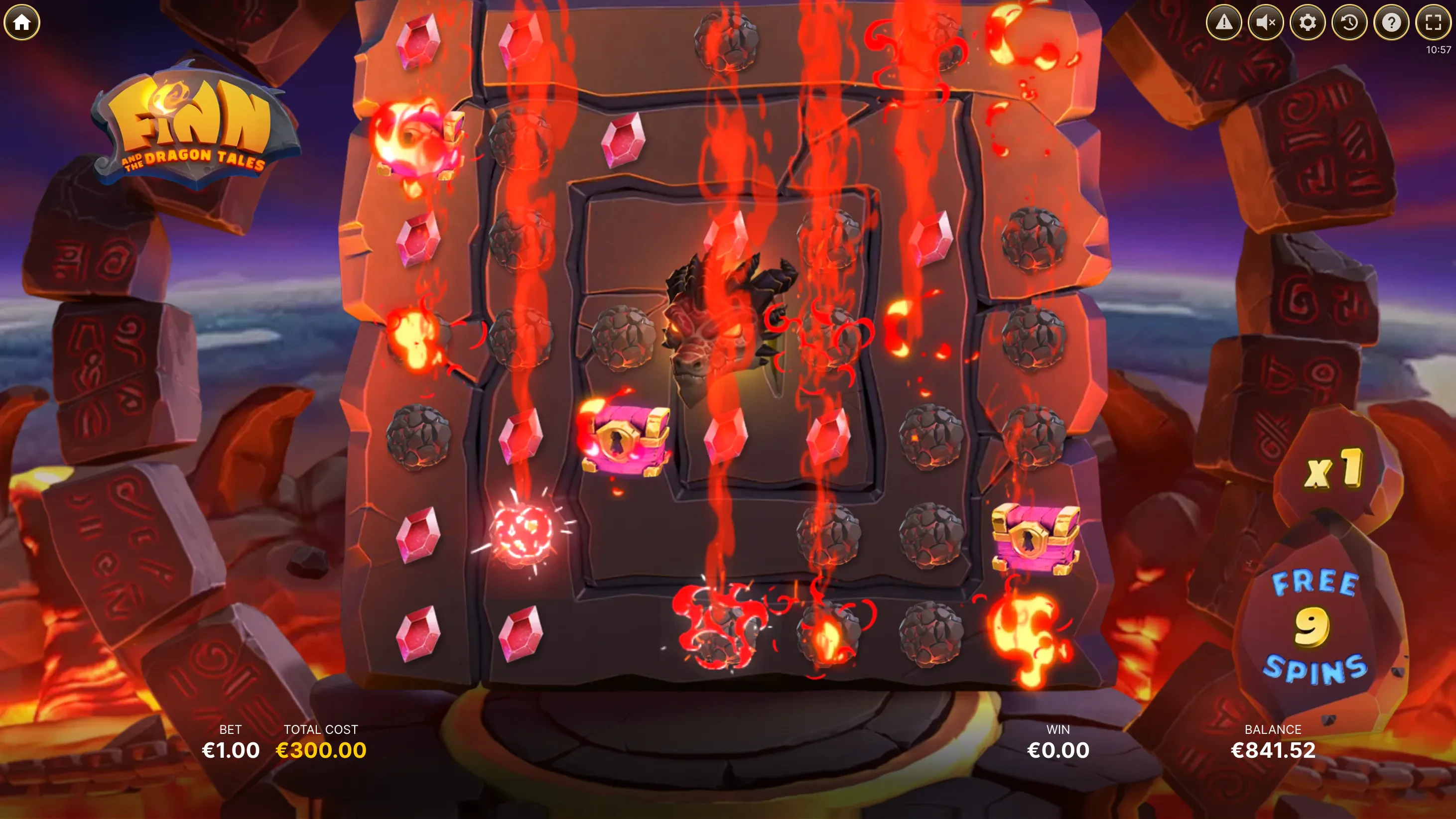 partie bonus avec dragon rouge