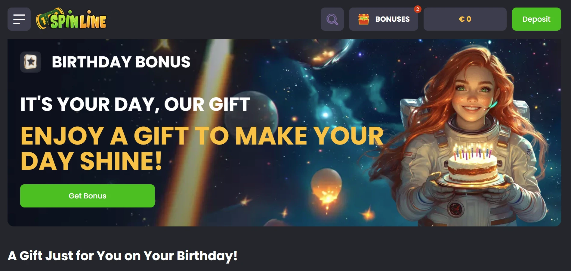 Spinline Casino Birthday Bonus