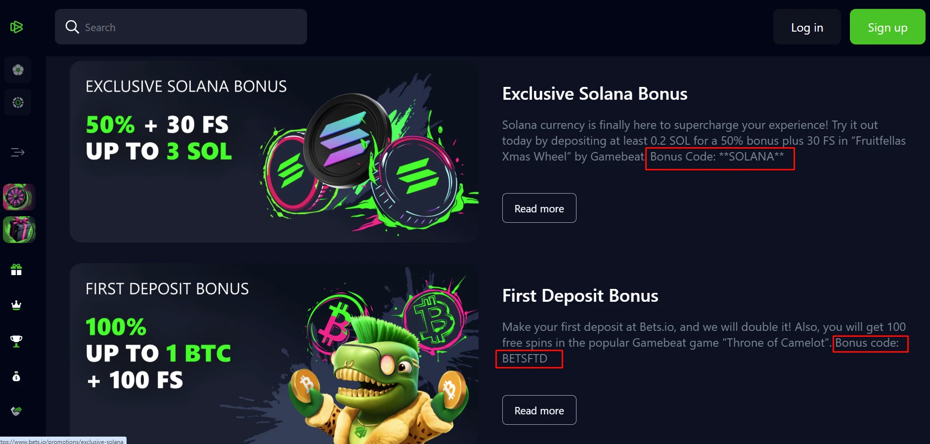 Bets.io Casino Bonus Codes