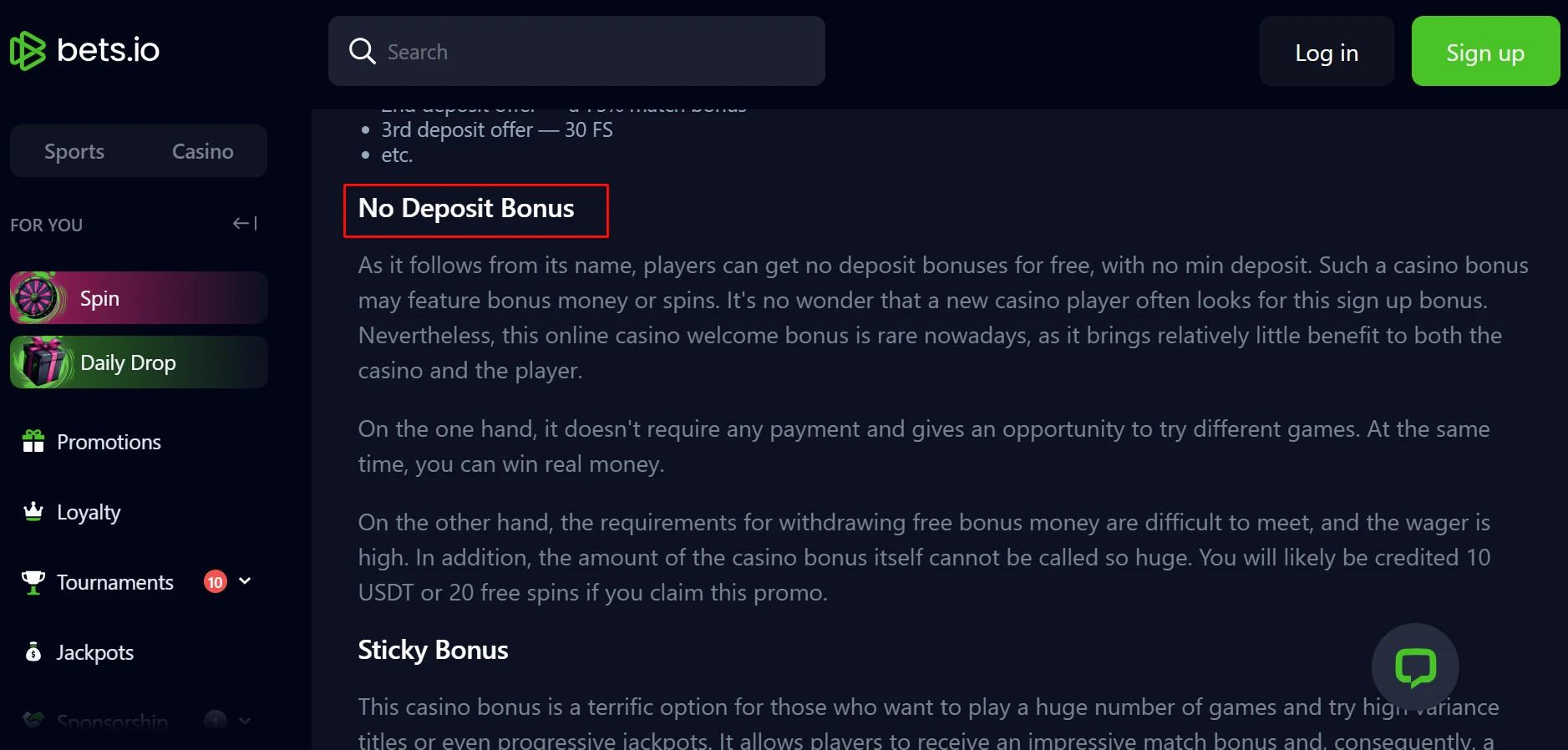 Bets.io Casino No Deposit Bonus