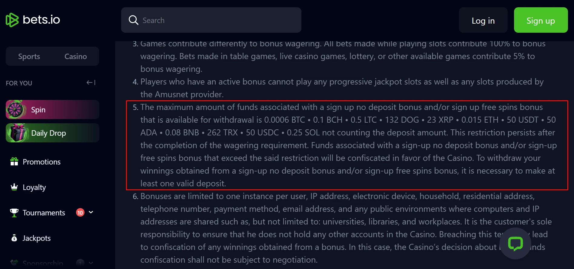 Bets.io Casino No Deposit Bonus
