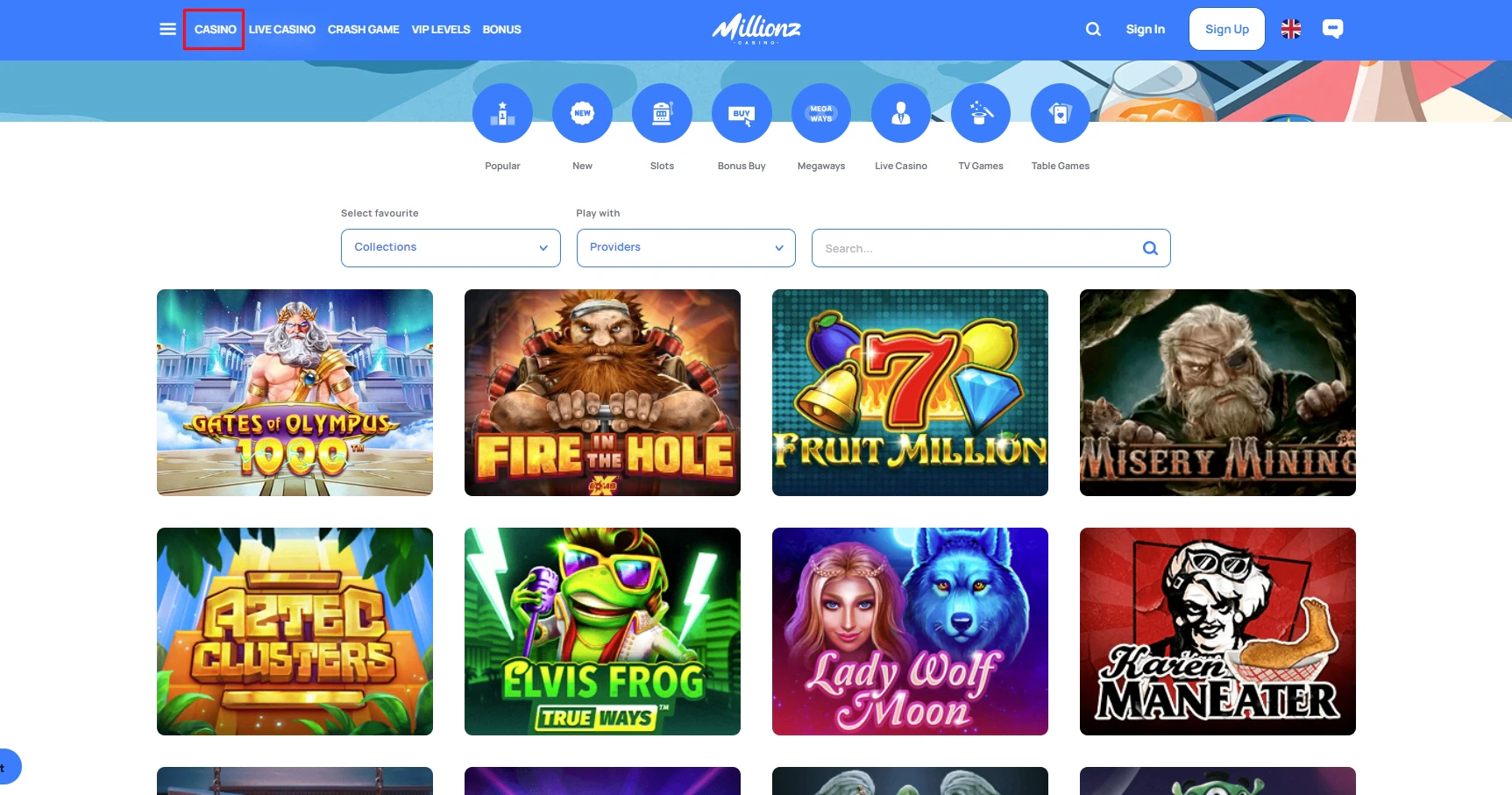 Millionz Casino Game Library