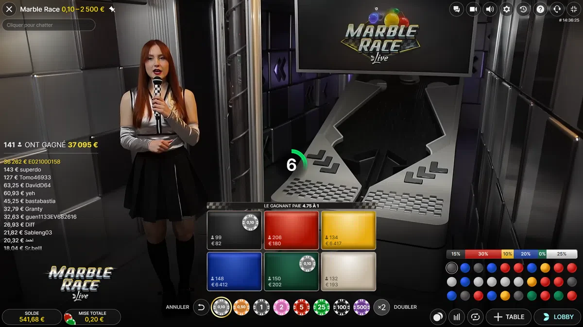 placement des mises marble race
