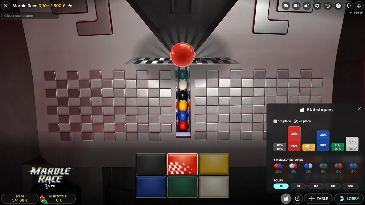classement sur marble race live