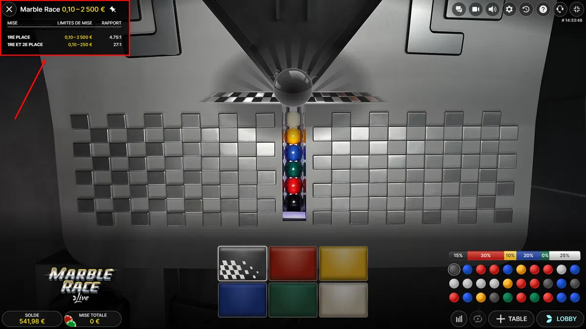étendue de mises marble race live