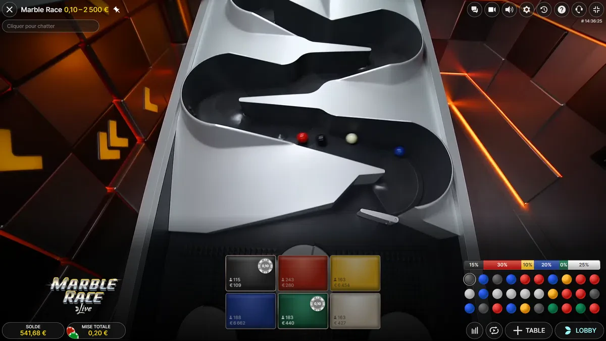 virages marble race live