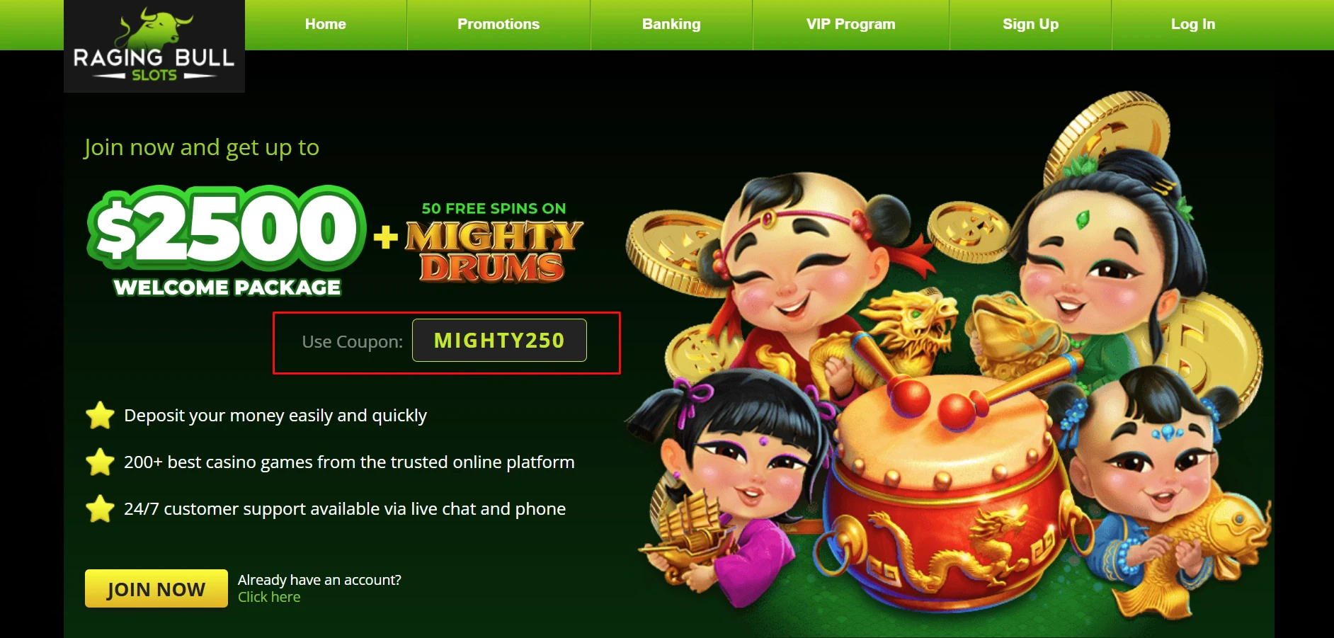 Raging Bull Slots Casino Bonus Code