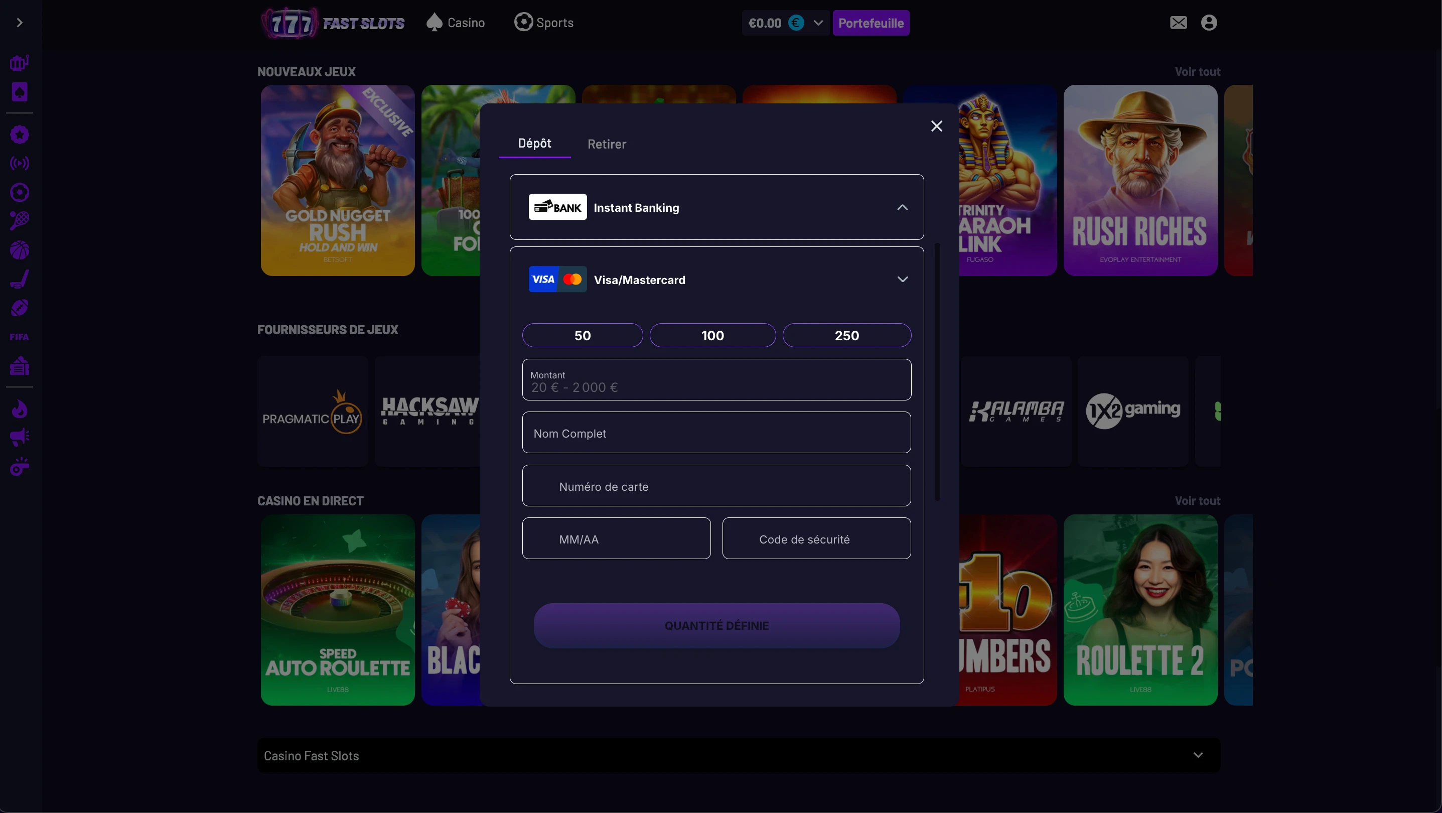 dépôts fastslots