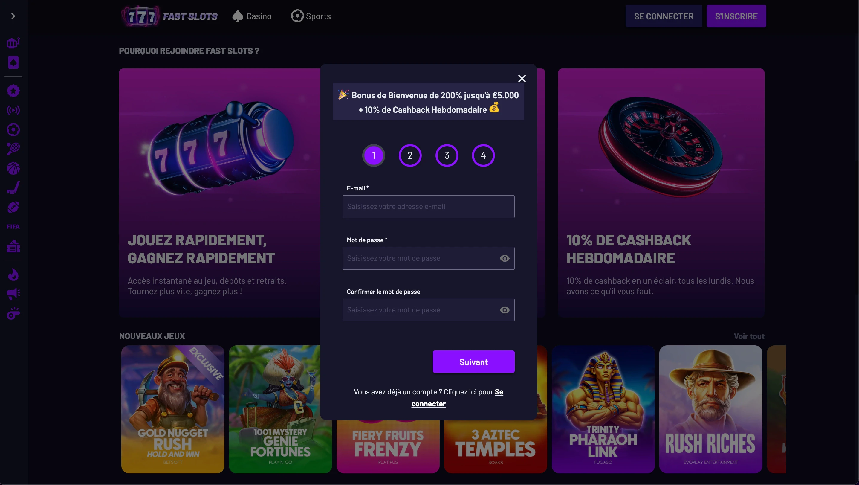 inscription fastslots