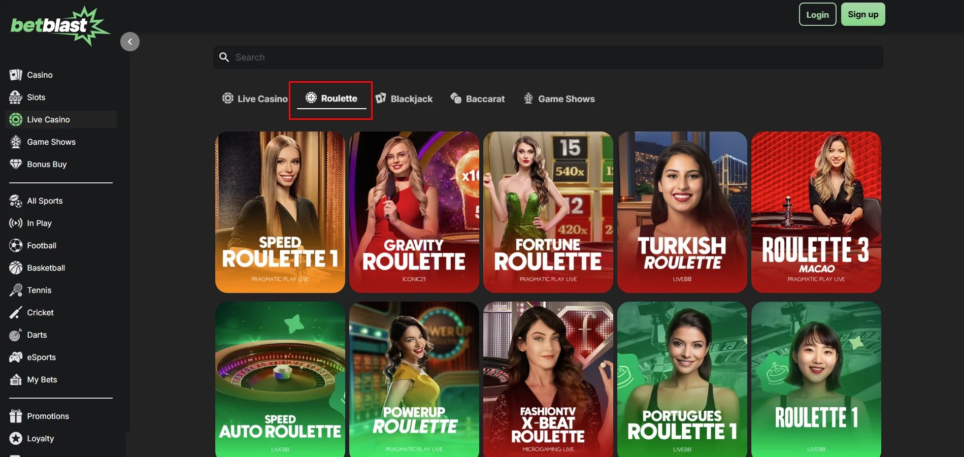 Betblast Live Roulette