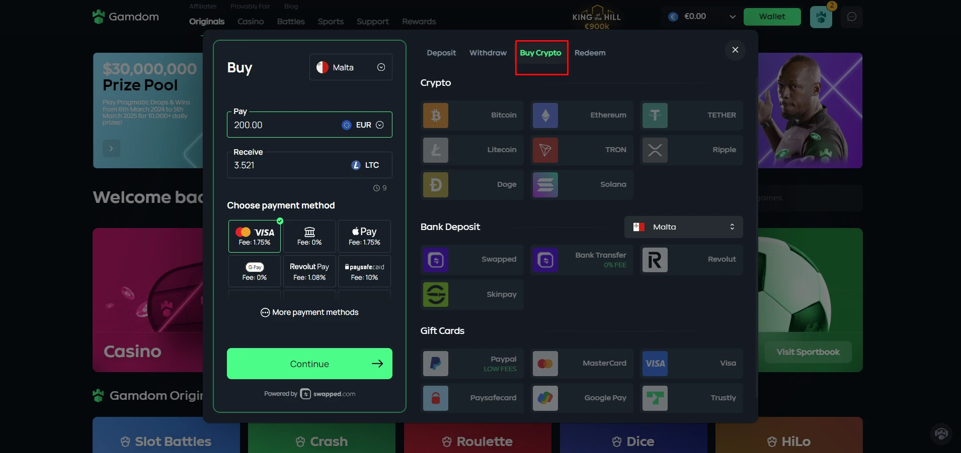 Gamdom Casino Cryptocurrencies