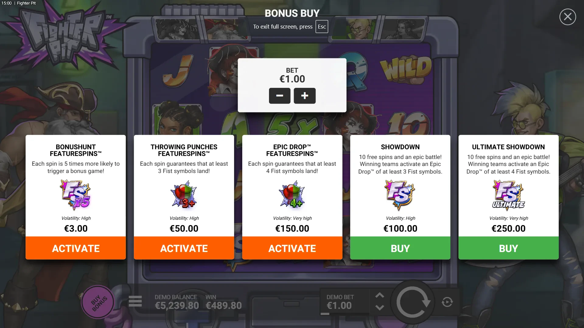 fonctionnalité de bonus buy