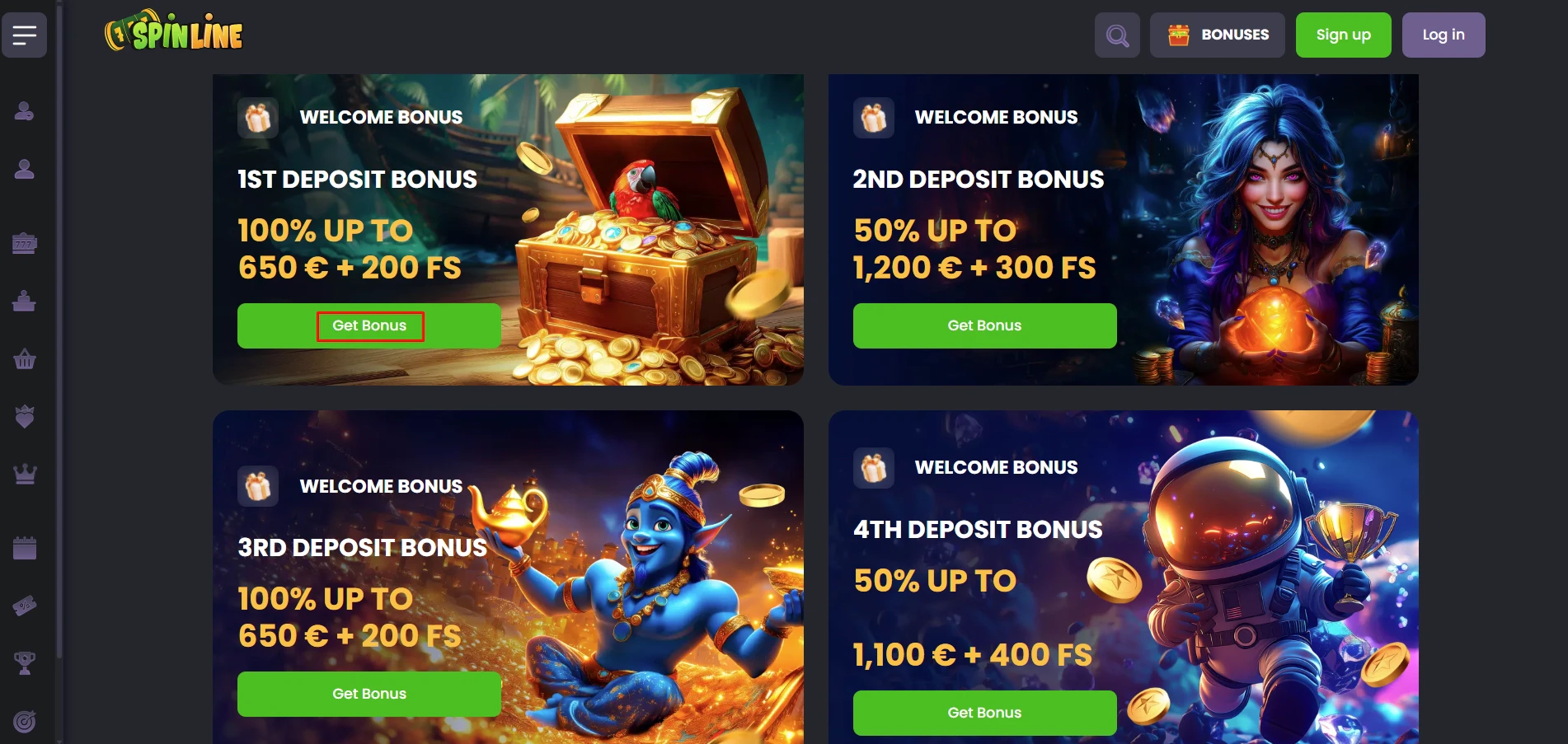 Spinline Casino Welcome Bonus