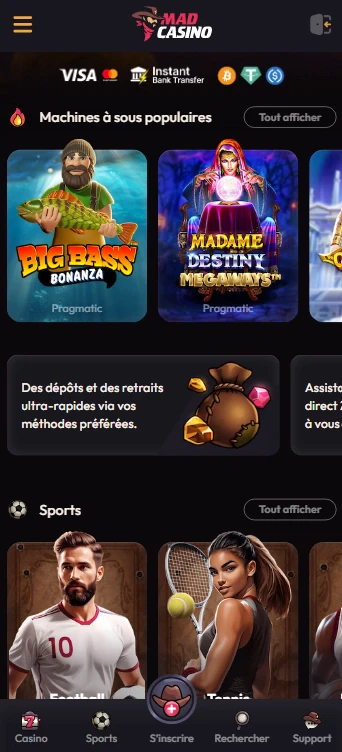 MadCasino sur mobile