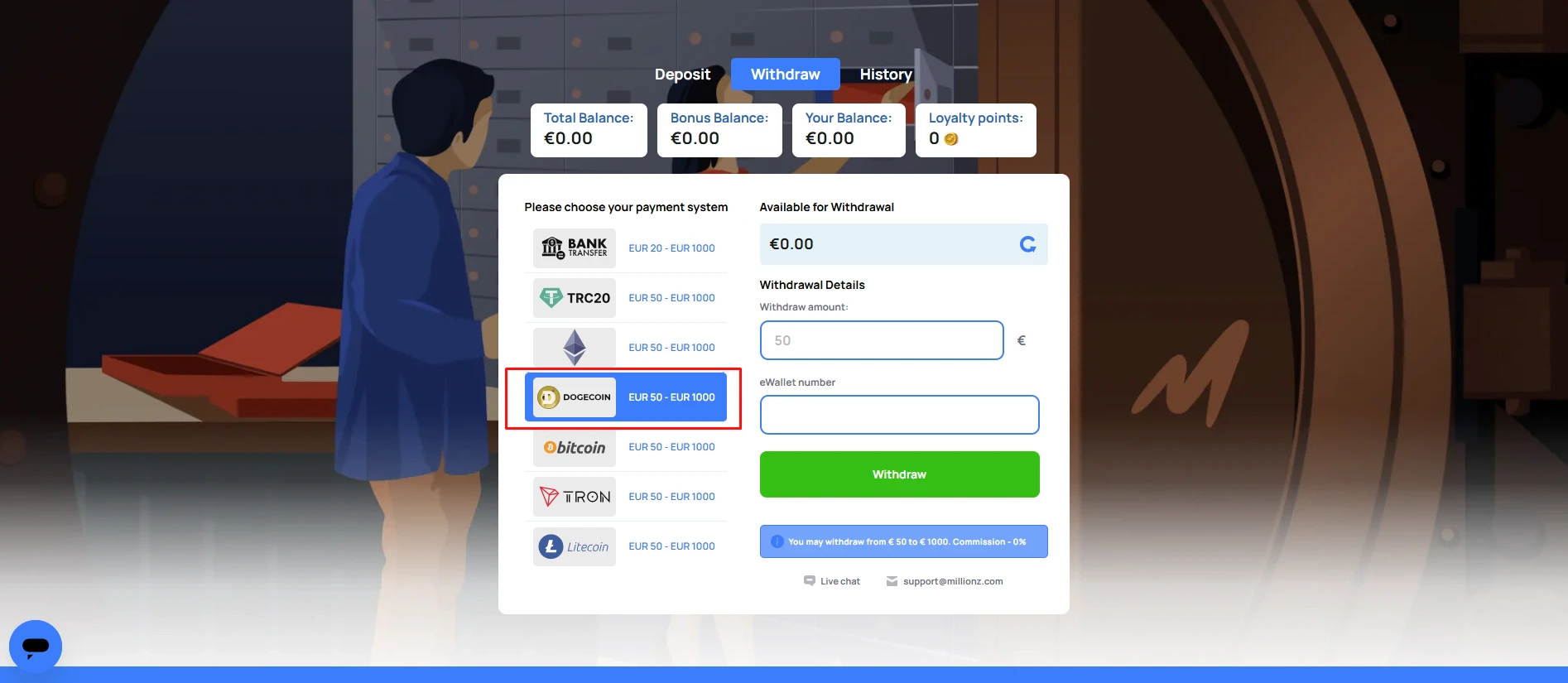 Millionz Casino Crypto Deposits