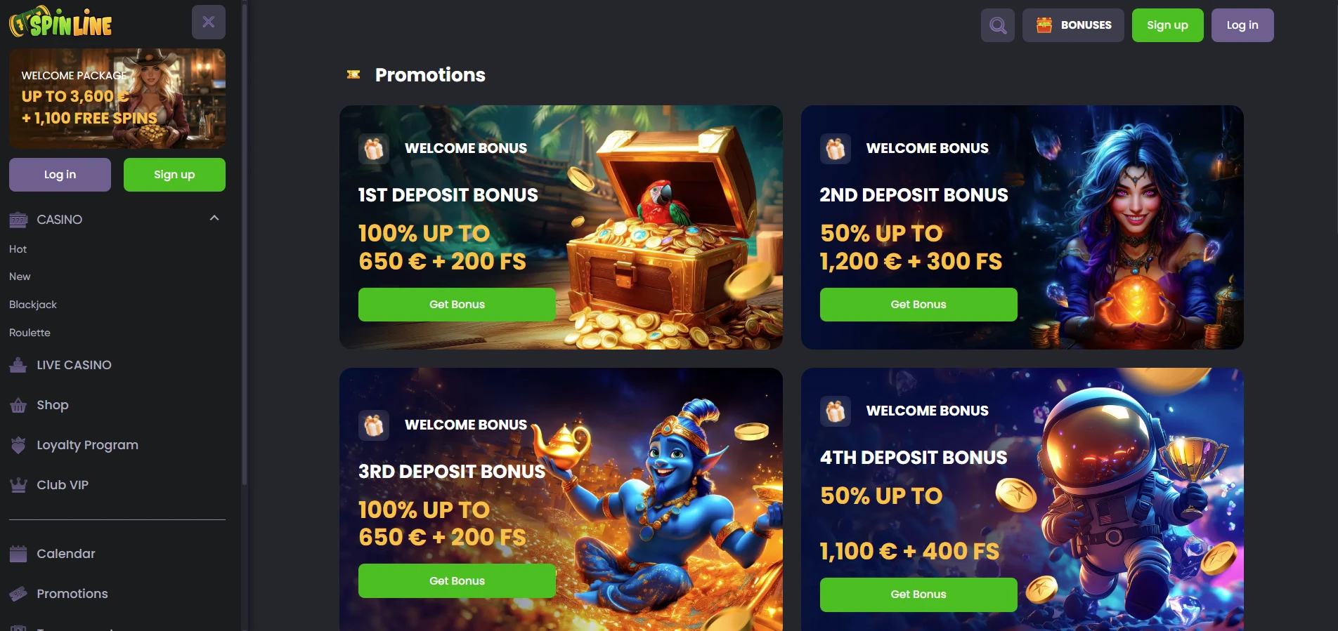 Spinline Casino Welcome Bonus