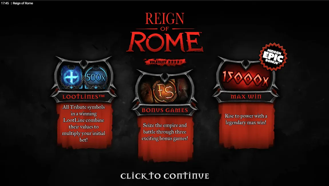 reign of rome page d'accueil de la machine à sous