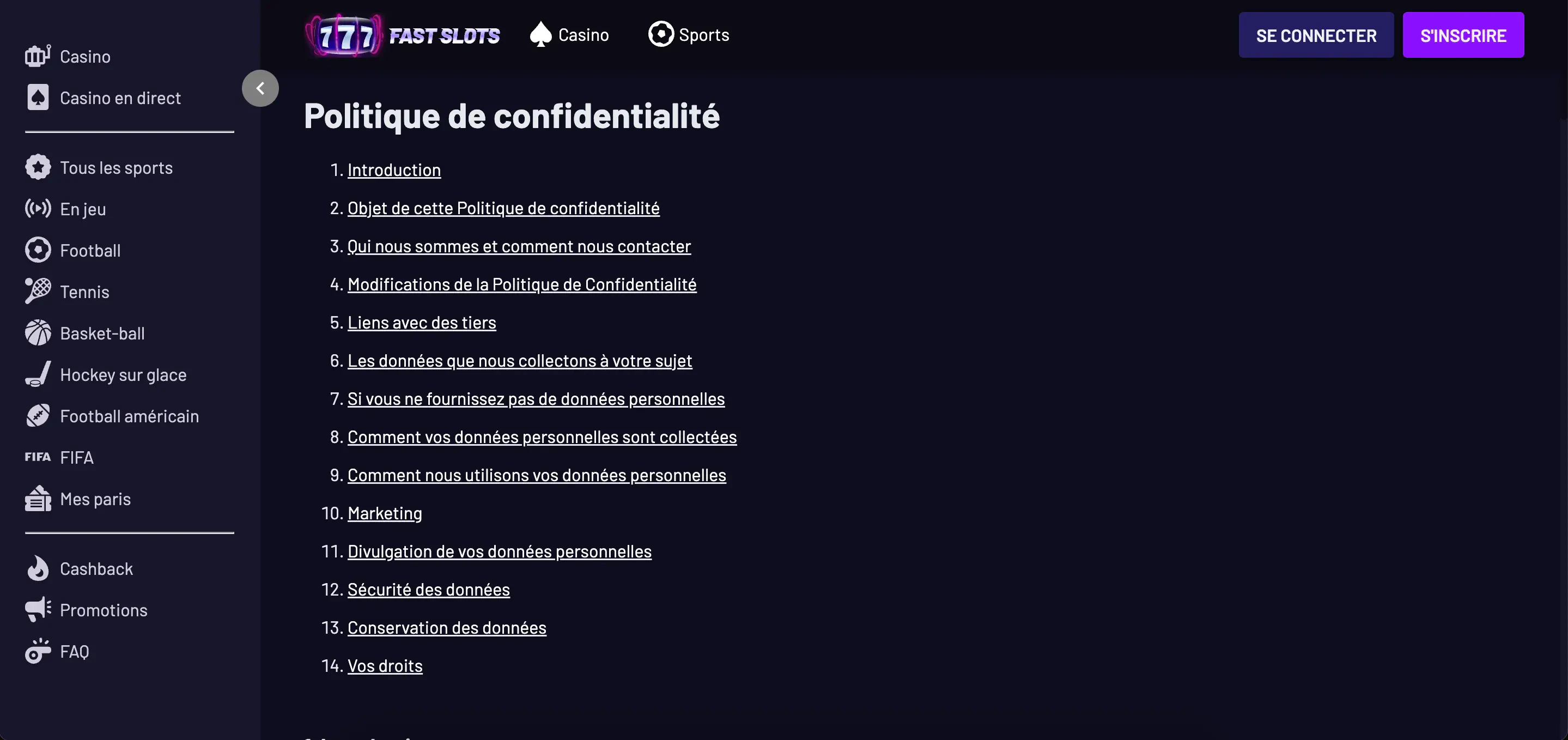 politique de confidentialité