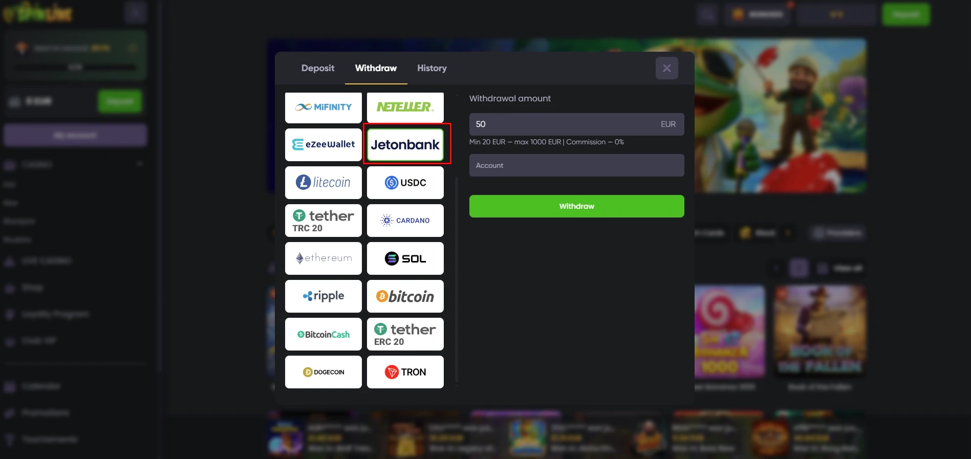 Spinline Casino Jeton Withdrawal