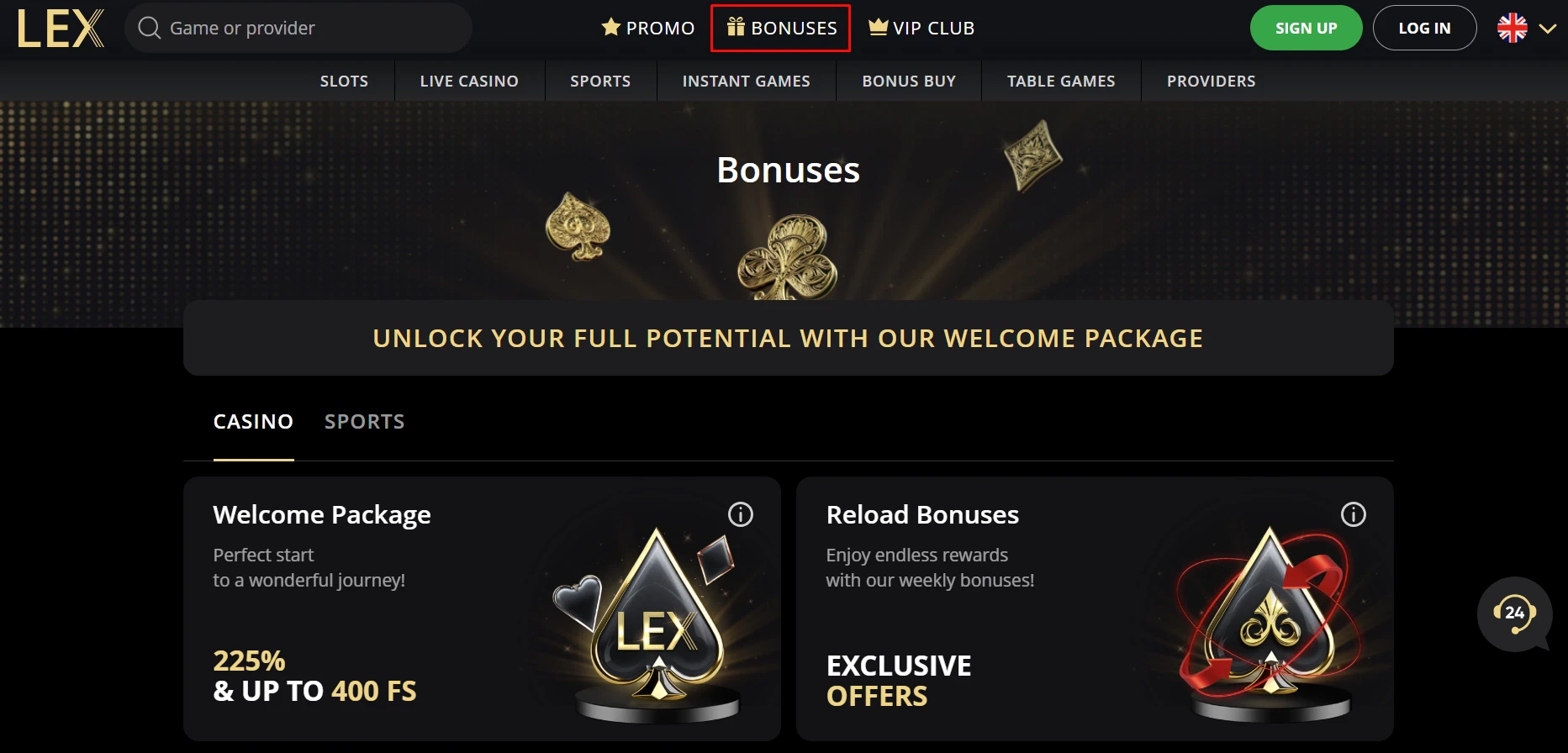 Lex Casino Bonuses