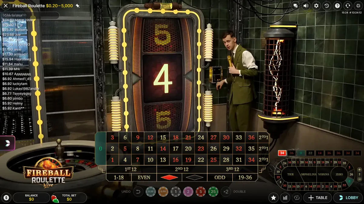 activation de la slot sur fireball roulette live