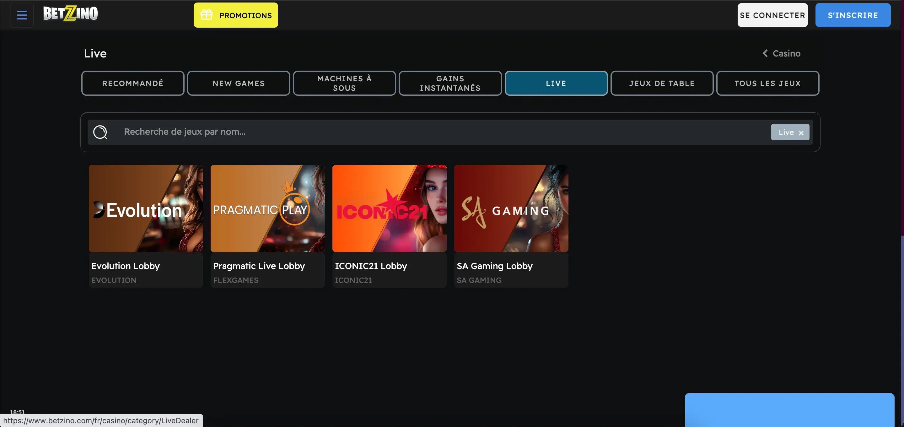 betzino live casino