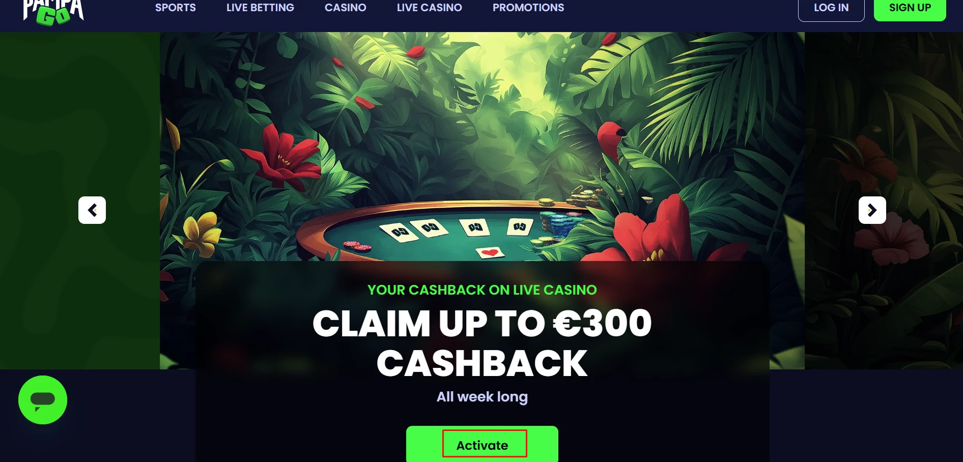 PampaGo Casino Live Casino Bonus