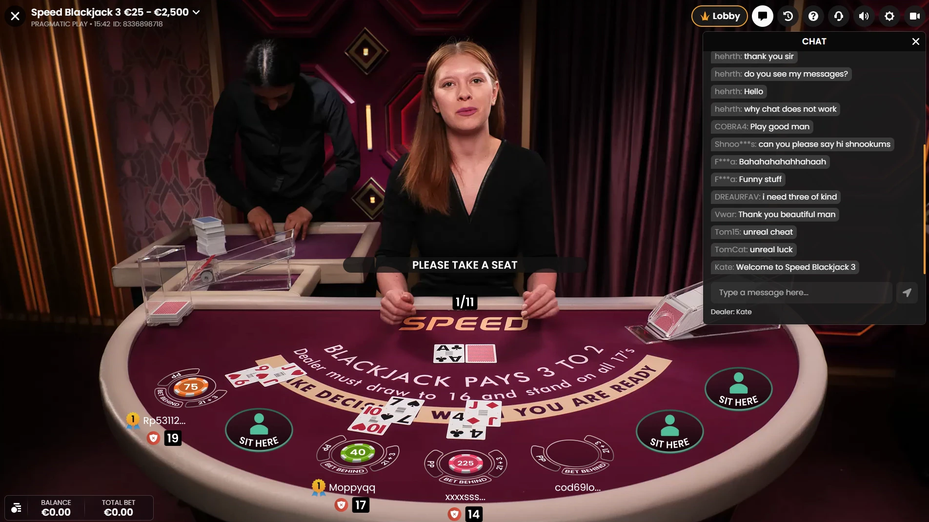 Speed Blackjack by Pragmatic Play