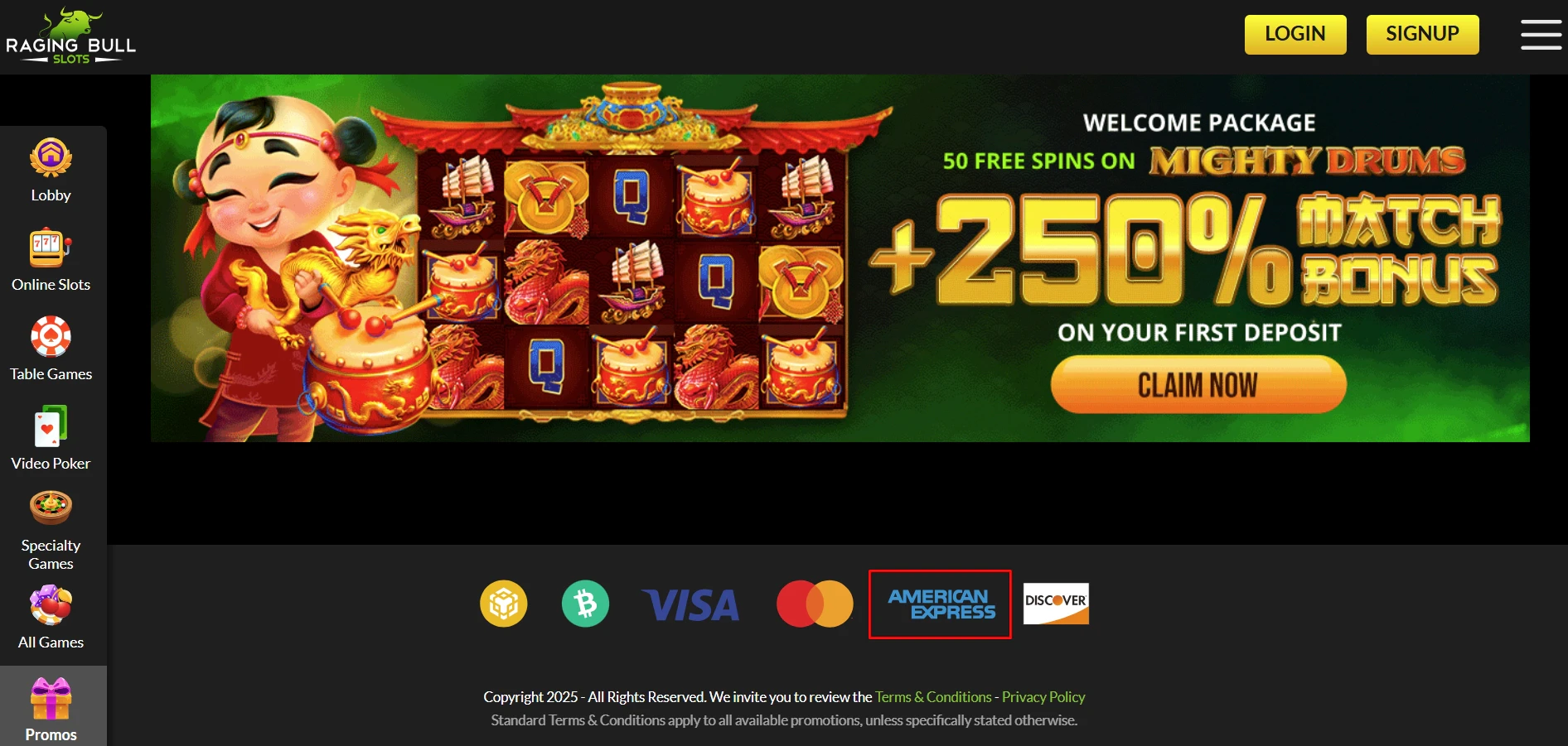 Raging Bull Slots American Express
