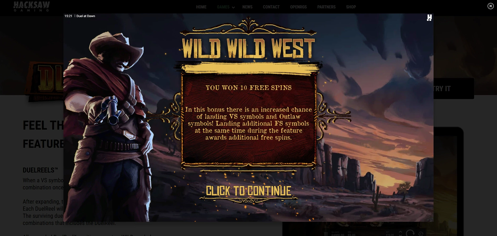 Duel at Dawn Free Spins Bonus