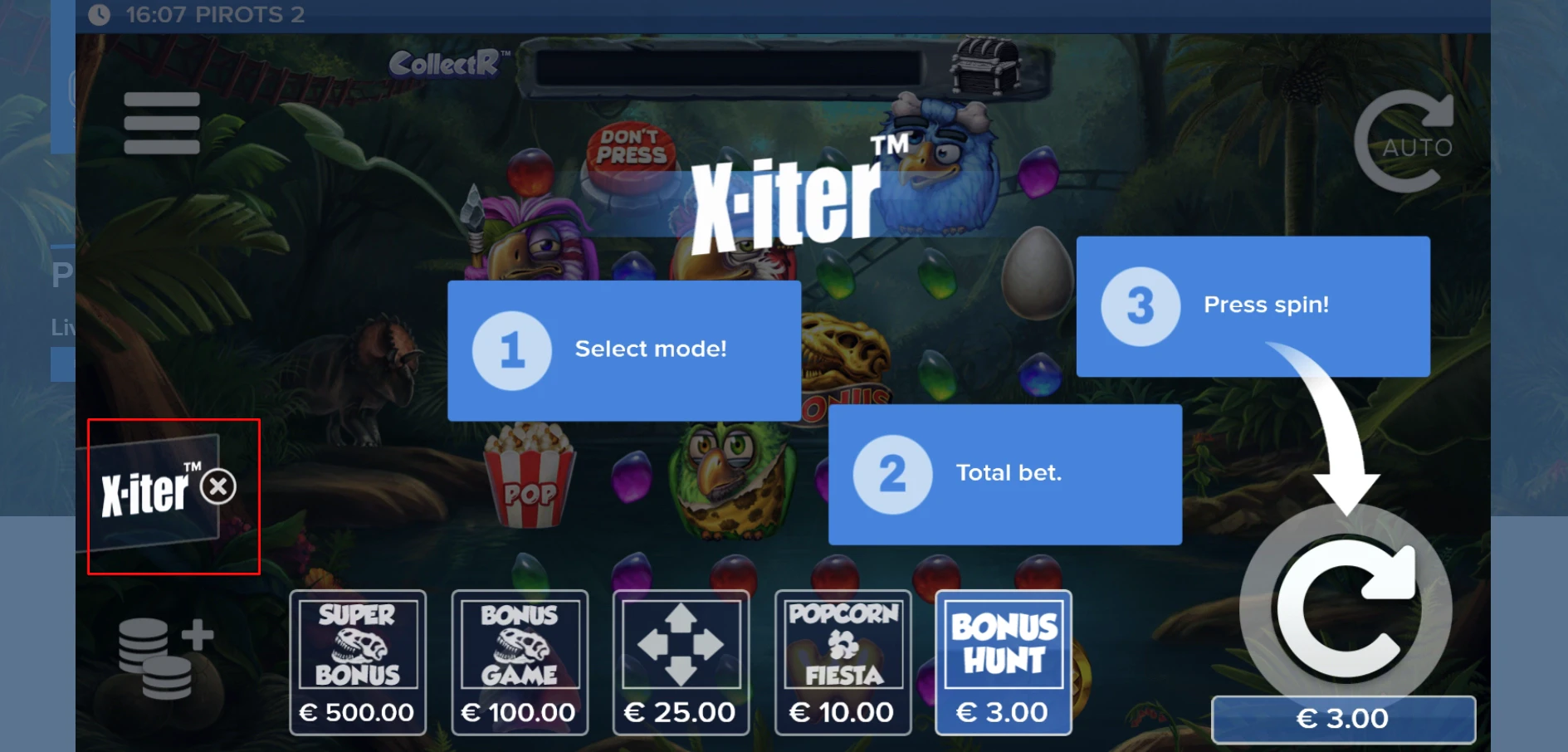 Pirots 2 X-iter Bonus Modes 