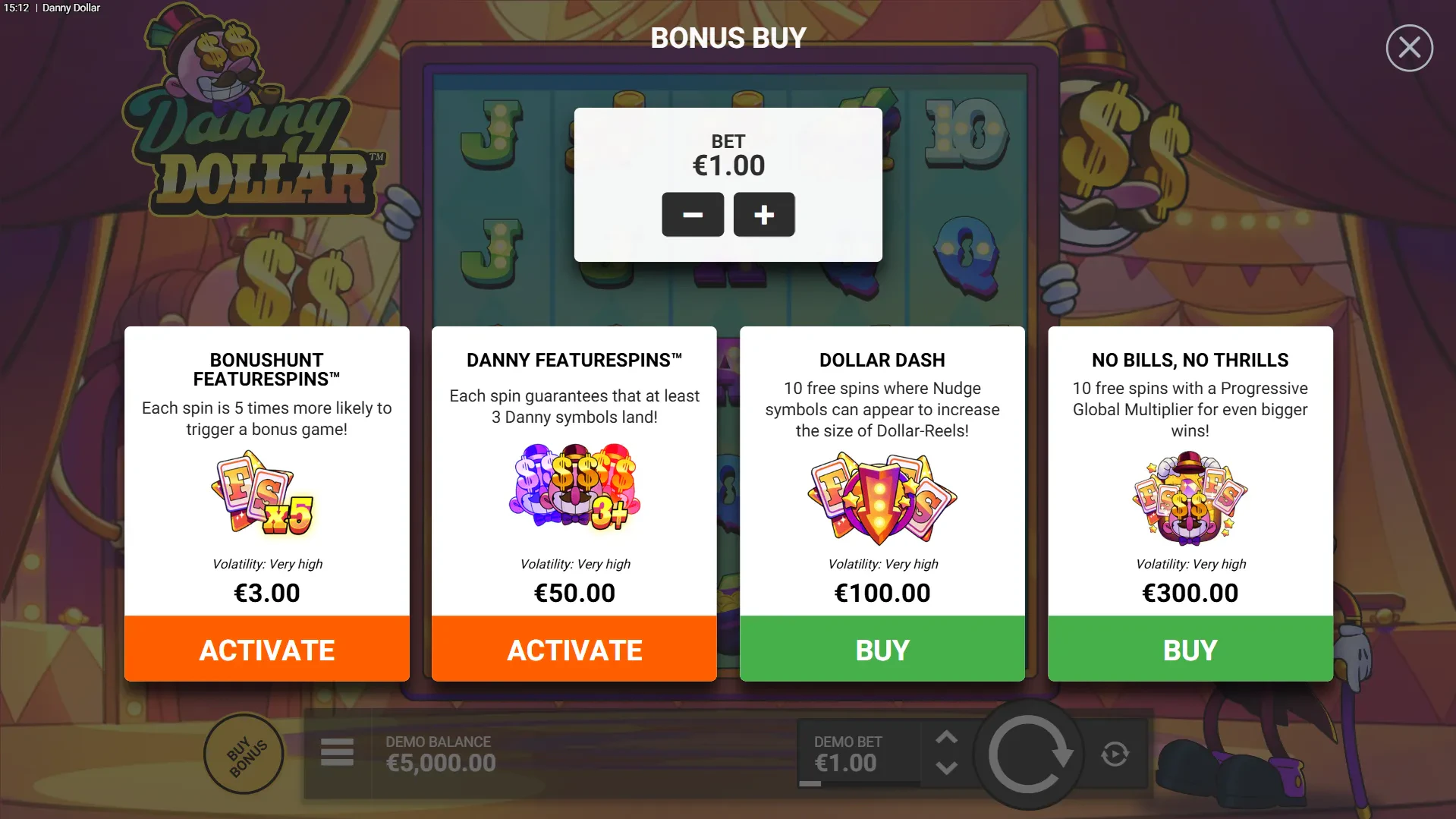 achat de bonus dans danny dollar