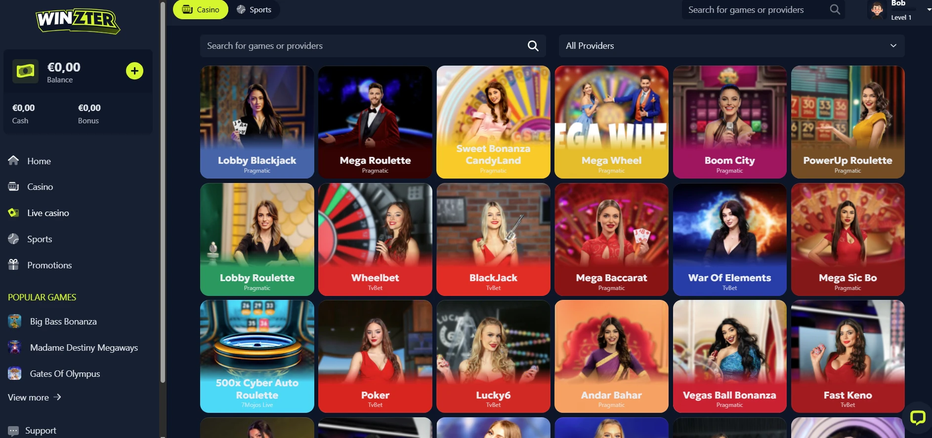 Winzter Casino Live Games