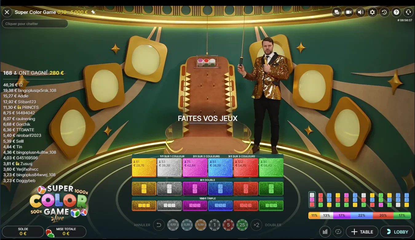 faites vos dans super color game
