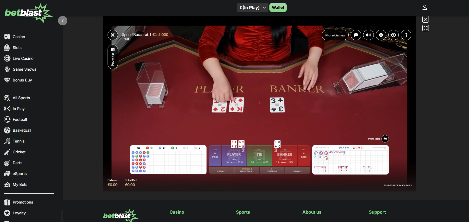 Betblast Casino Speed Baccarat