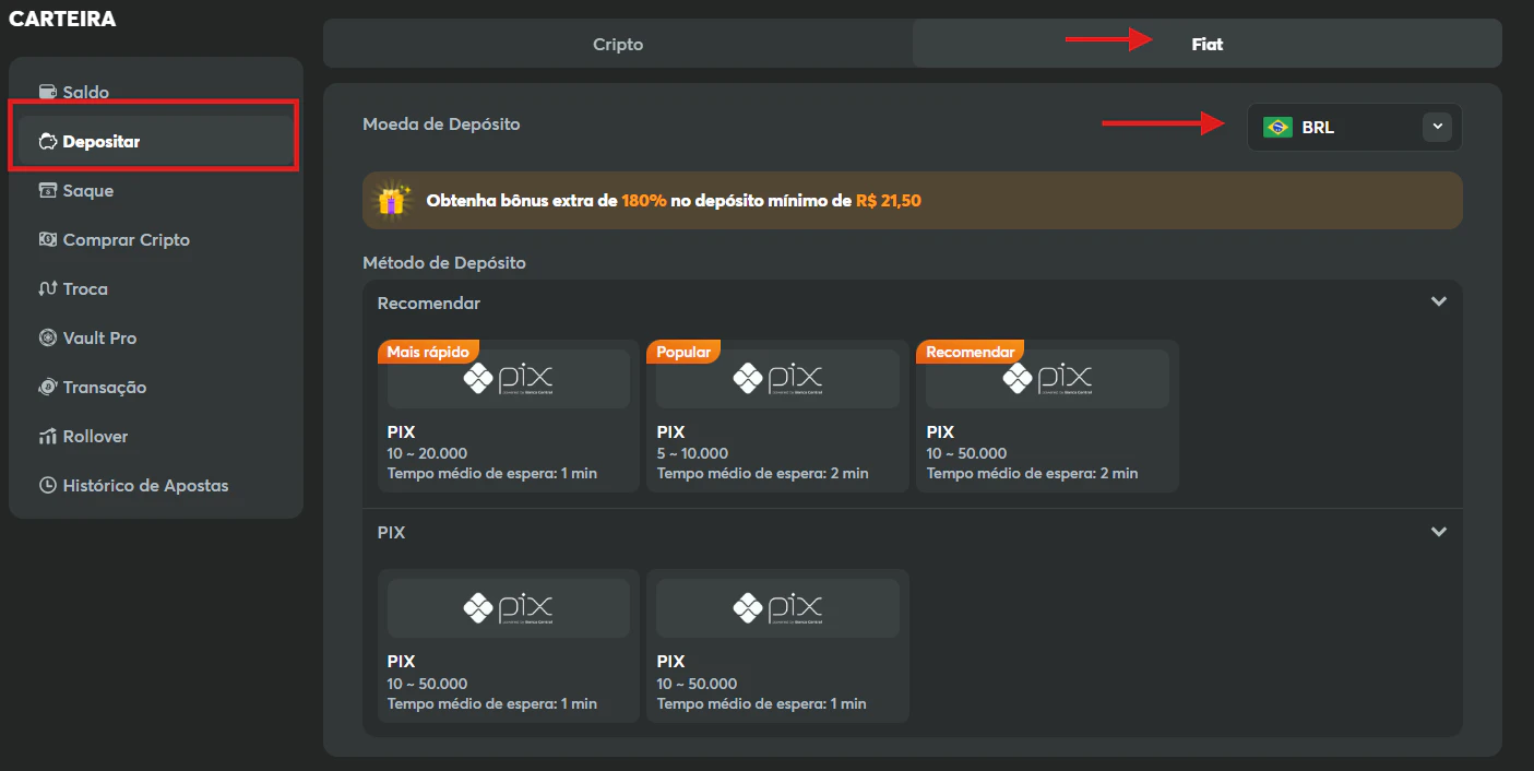 Depositar com Moeda Local