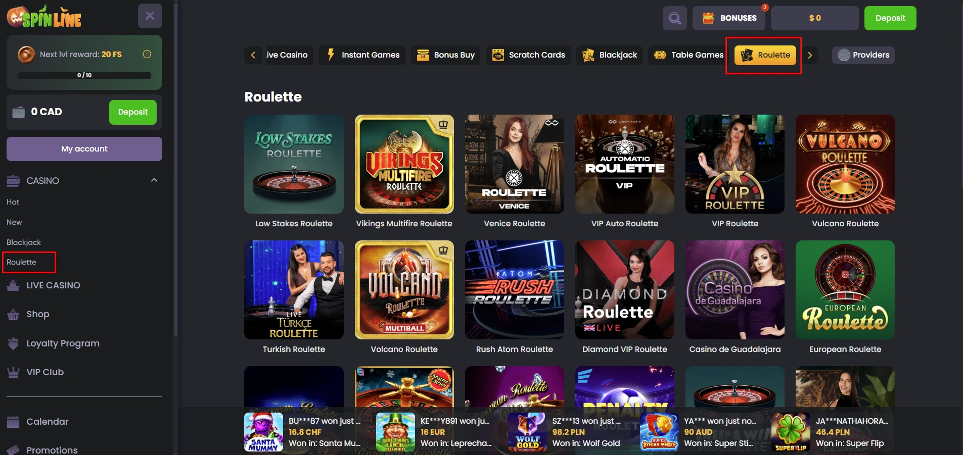Spinline Casino Roulette