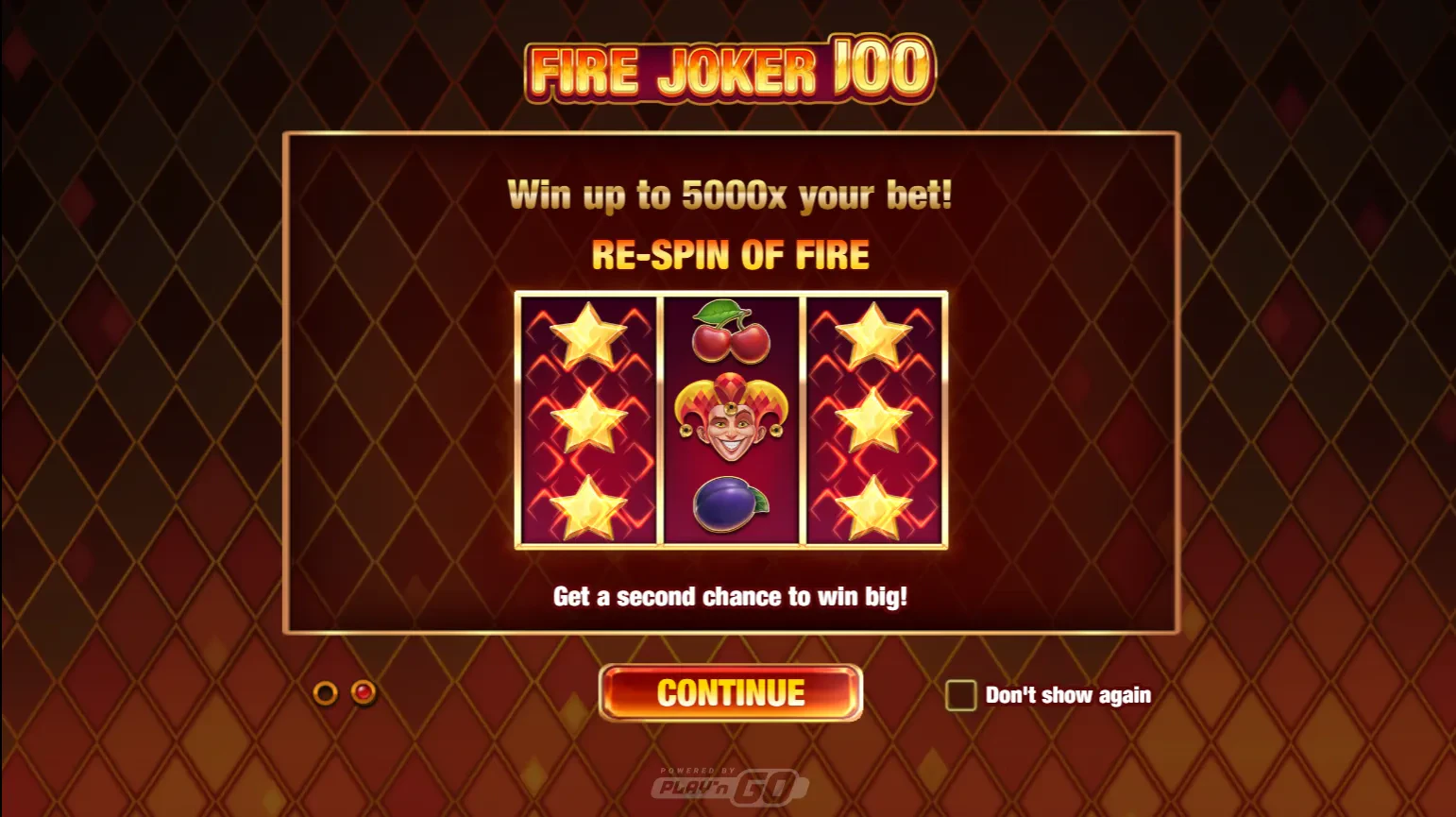 la page d'accueil de fire joker 100