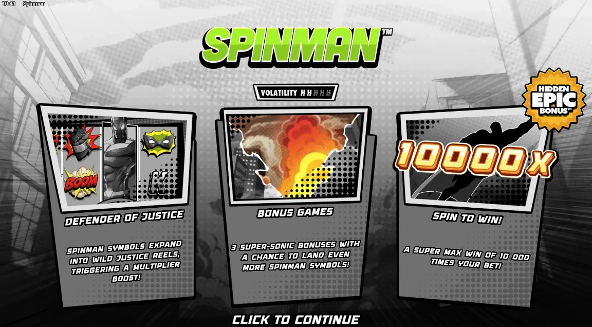 ecran  accueil de spinman