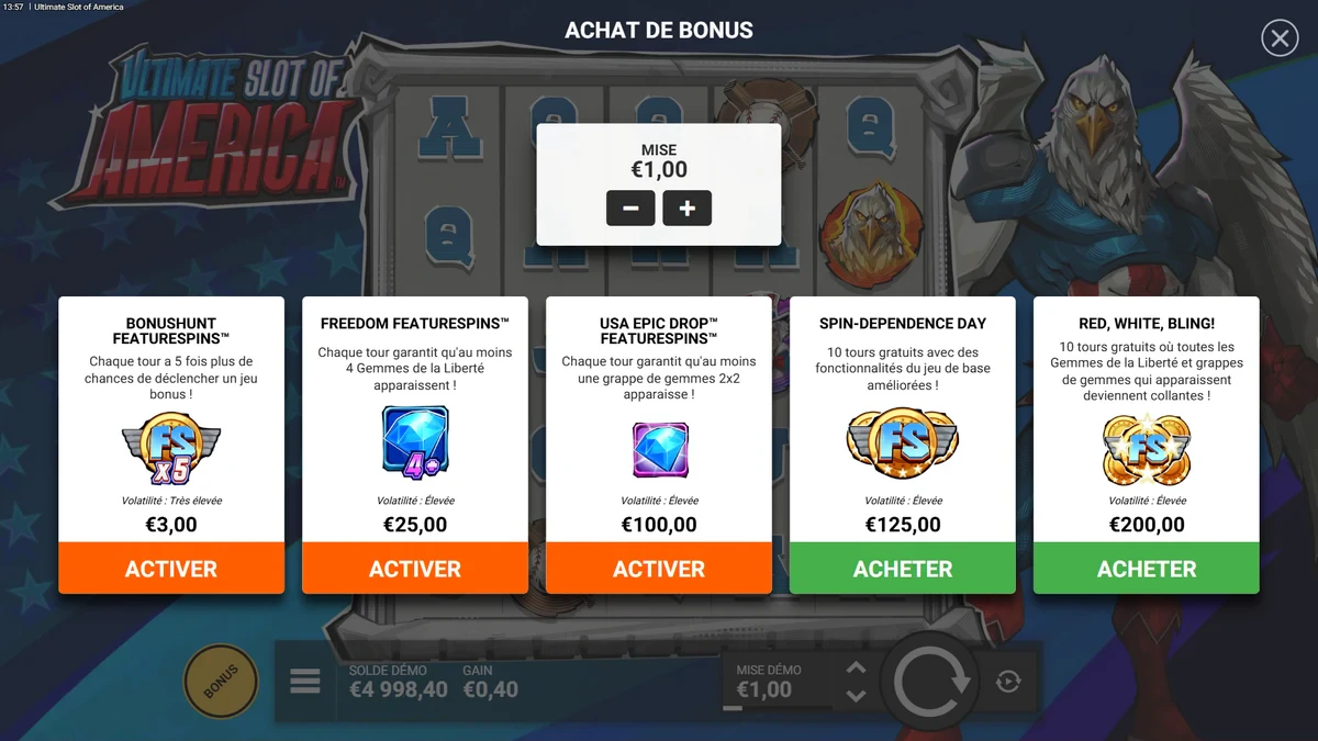 achat de bonus ultimate slot of america