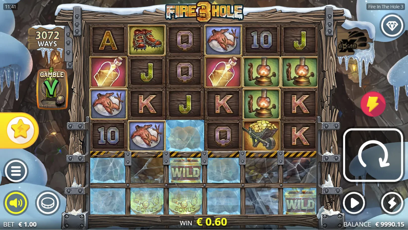 bloc de glace dans fire in the hole 3